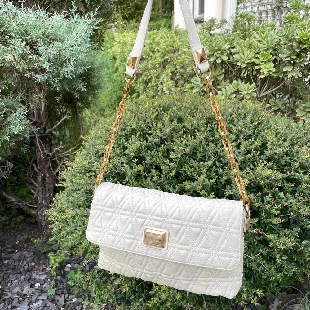 Vintage Y2K Marc Jacobs Quilted Satchel Greige and Gold